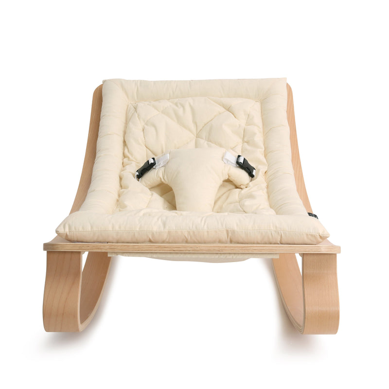 Charlie Crane LEVO Baby Rocker - Beech with Organic Milk Cushion