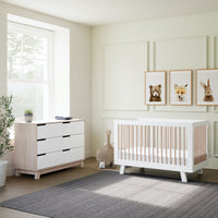 Hudson 3-in-1 Convertible Crib with Toddler Bed Conversion Kit - White/Washed Natural