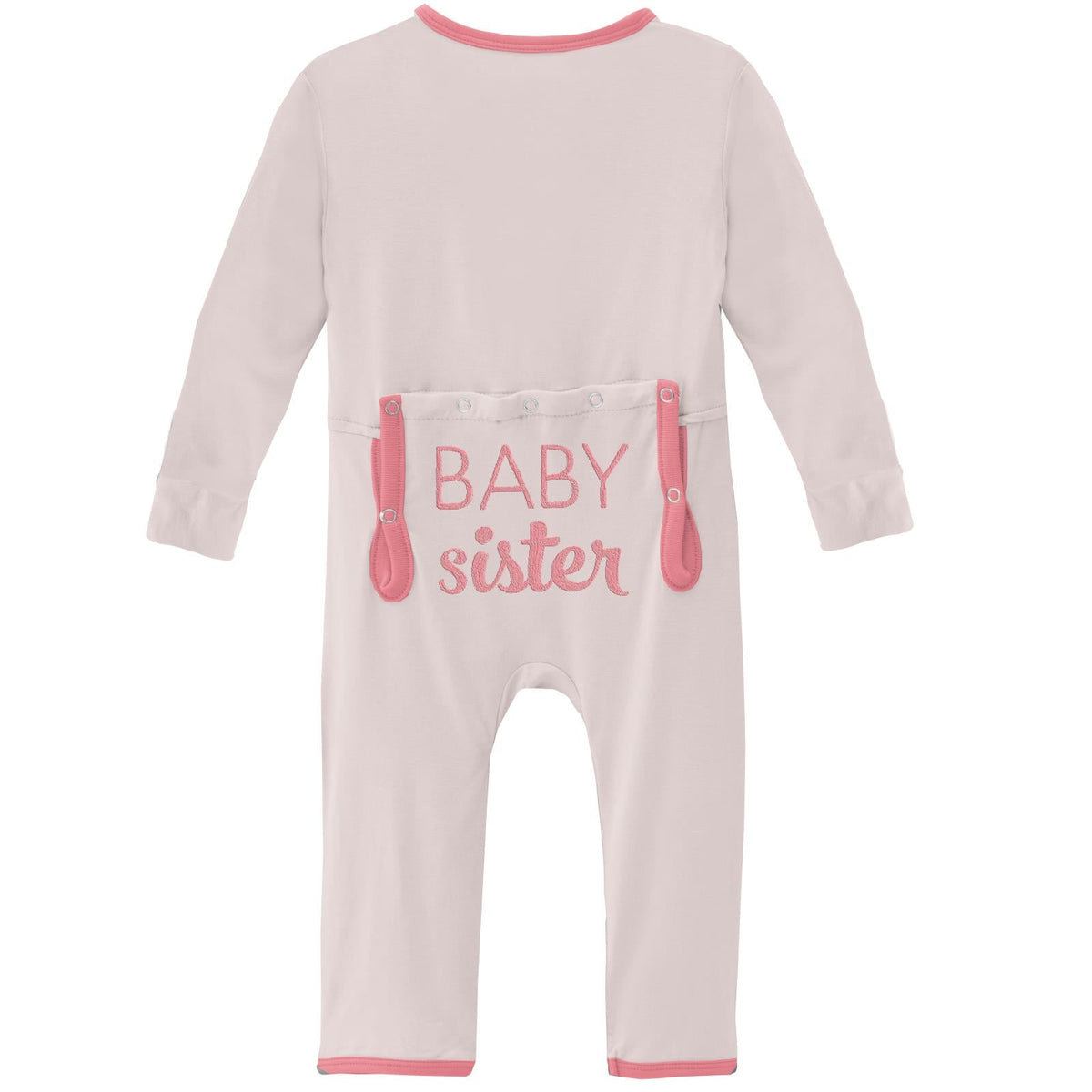 Applique Coverall with Zipper in Macaroon - Baby Sister