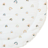 Organic Cotton Quilted Reversible Play Mat - Rainbow and Ivory