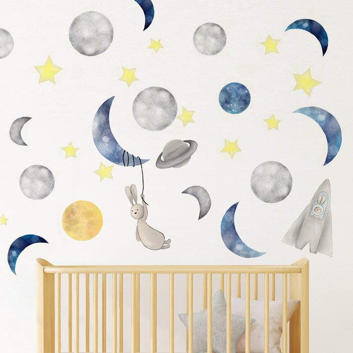 Captain Bun in Space Wall Decal Set