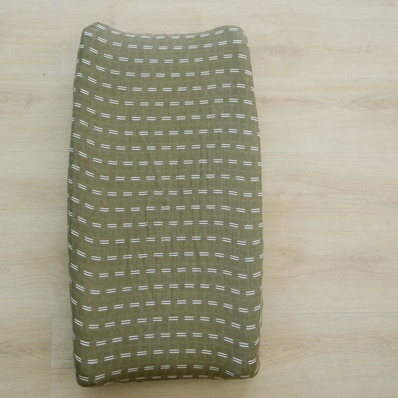Olive Strokes Changing Pad Cover