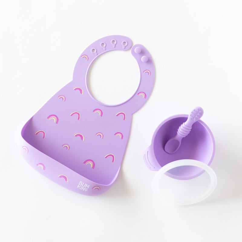 Bumkins Lavender Silicone First Feeding Set with Lid & Spoon - Each