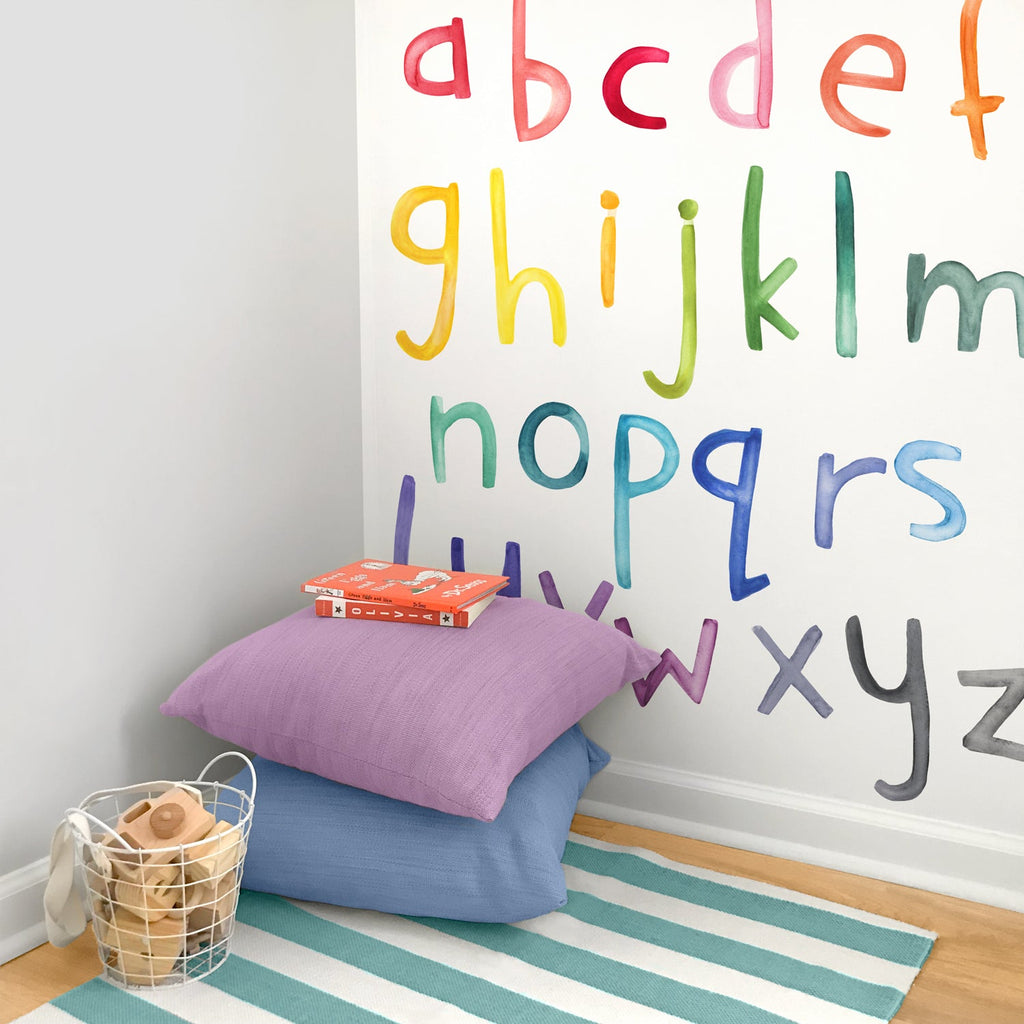 Rainbow Alphabet wall decals, ABC Script letters wall decal