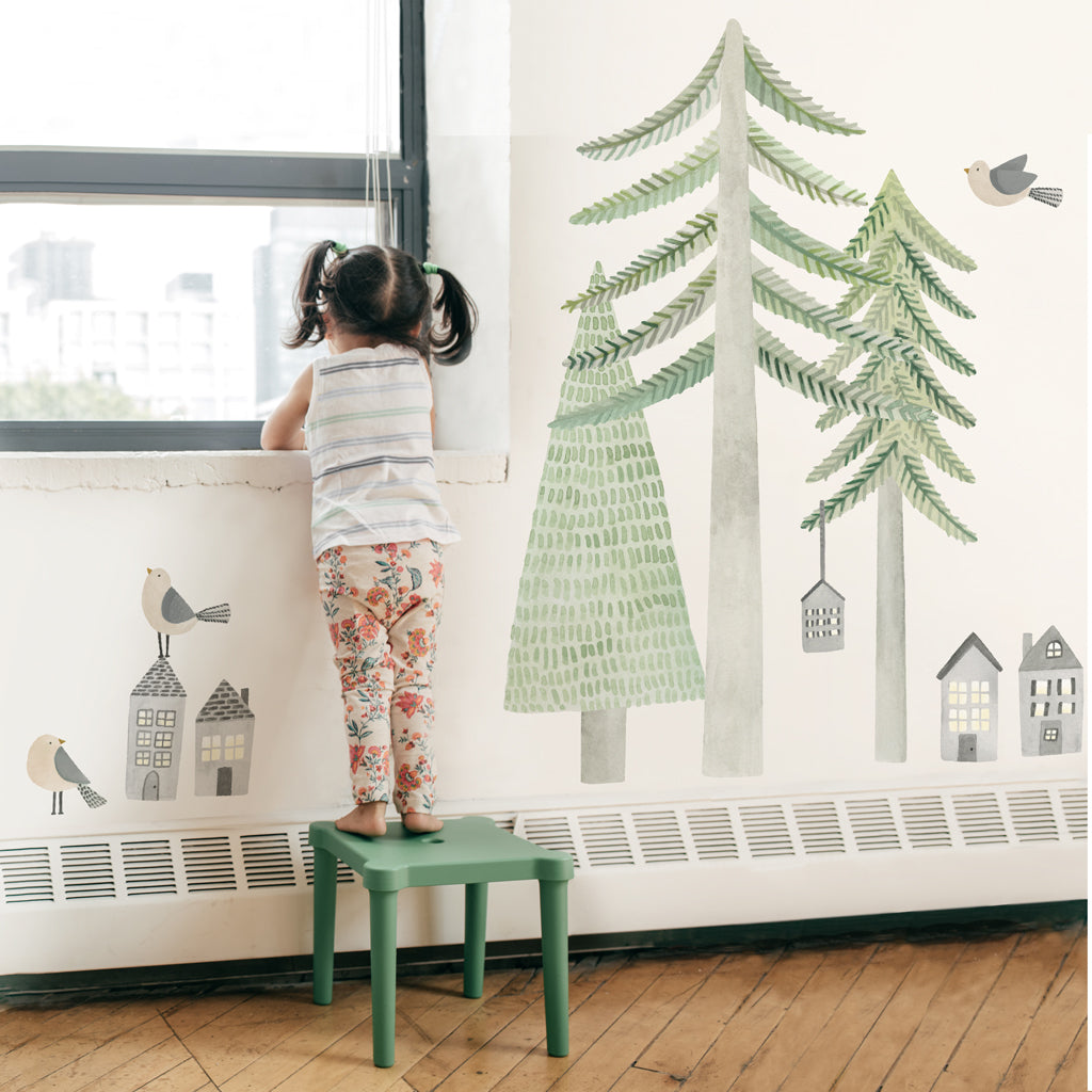 Pine Tree Forest Wall Decals