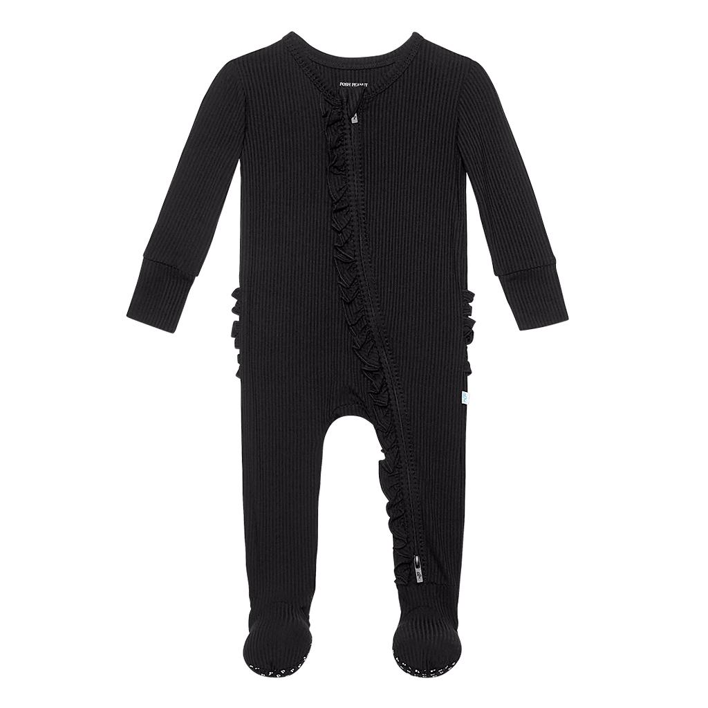 Black Ribbed Ruffle Footie – Project Nursery