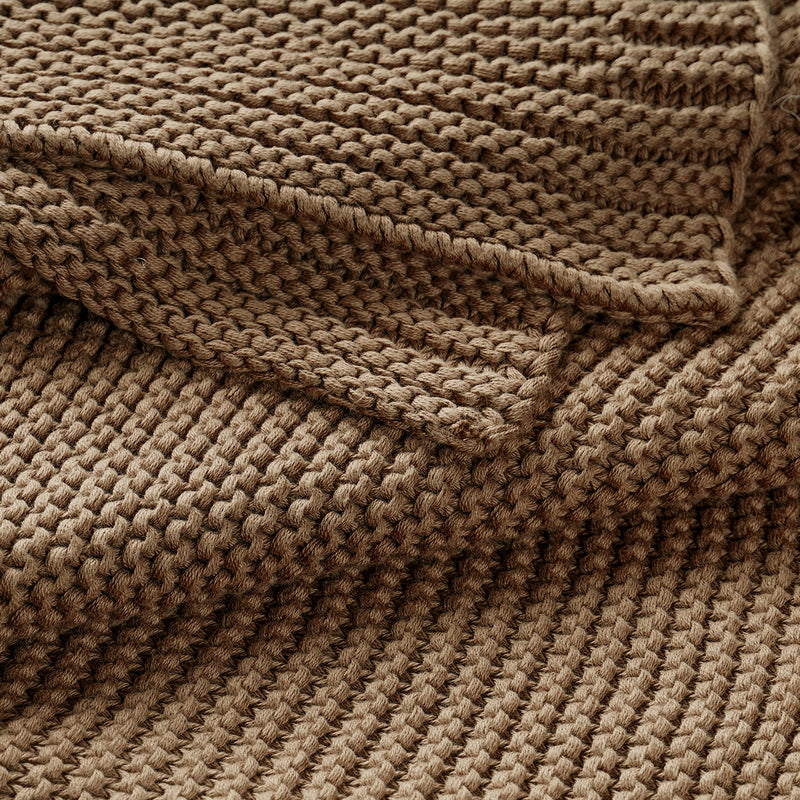 Brown Chunky Knit Throw Blanket