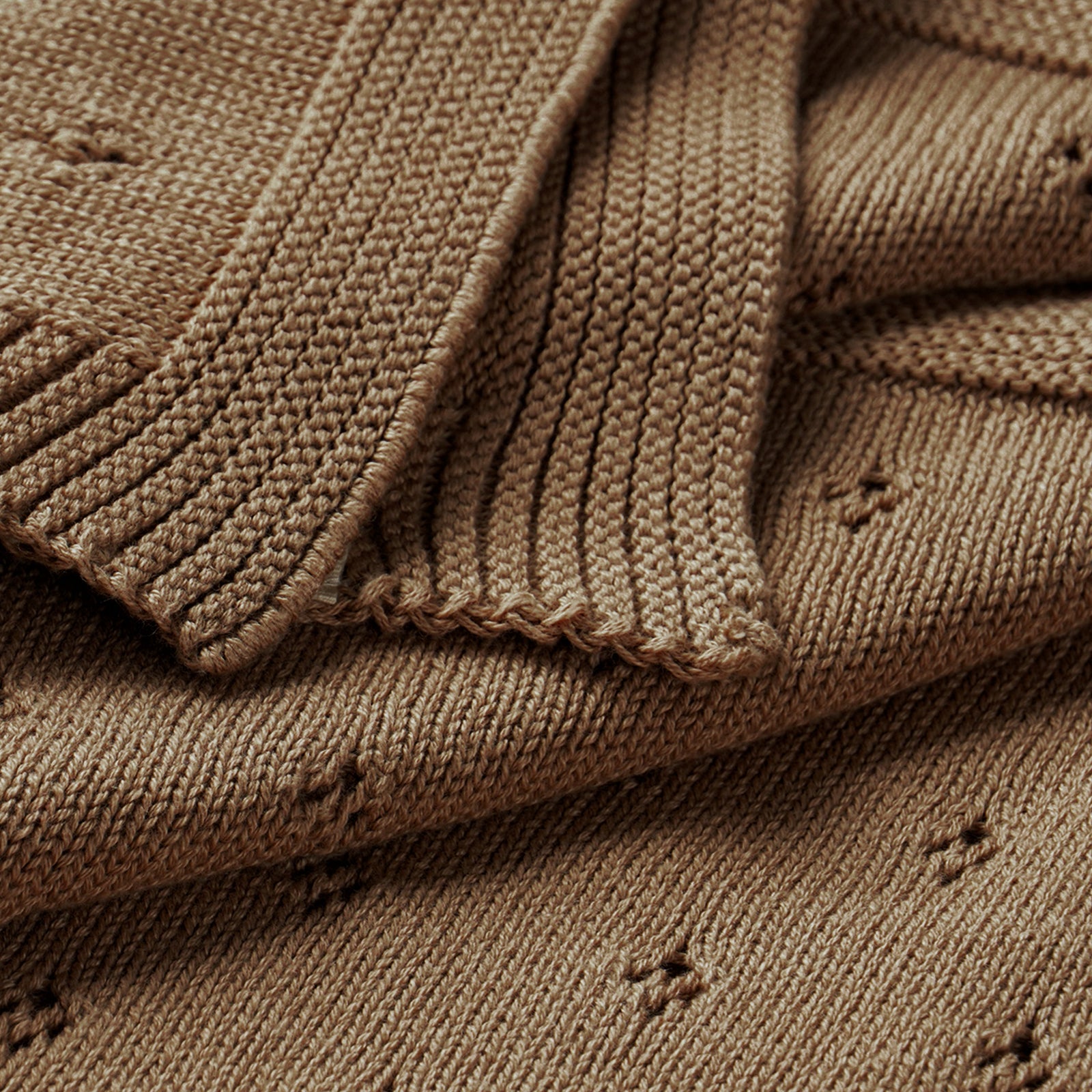Brown Organic Cotton Pointelle Baby Blanket