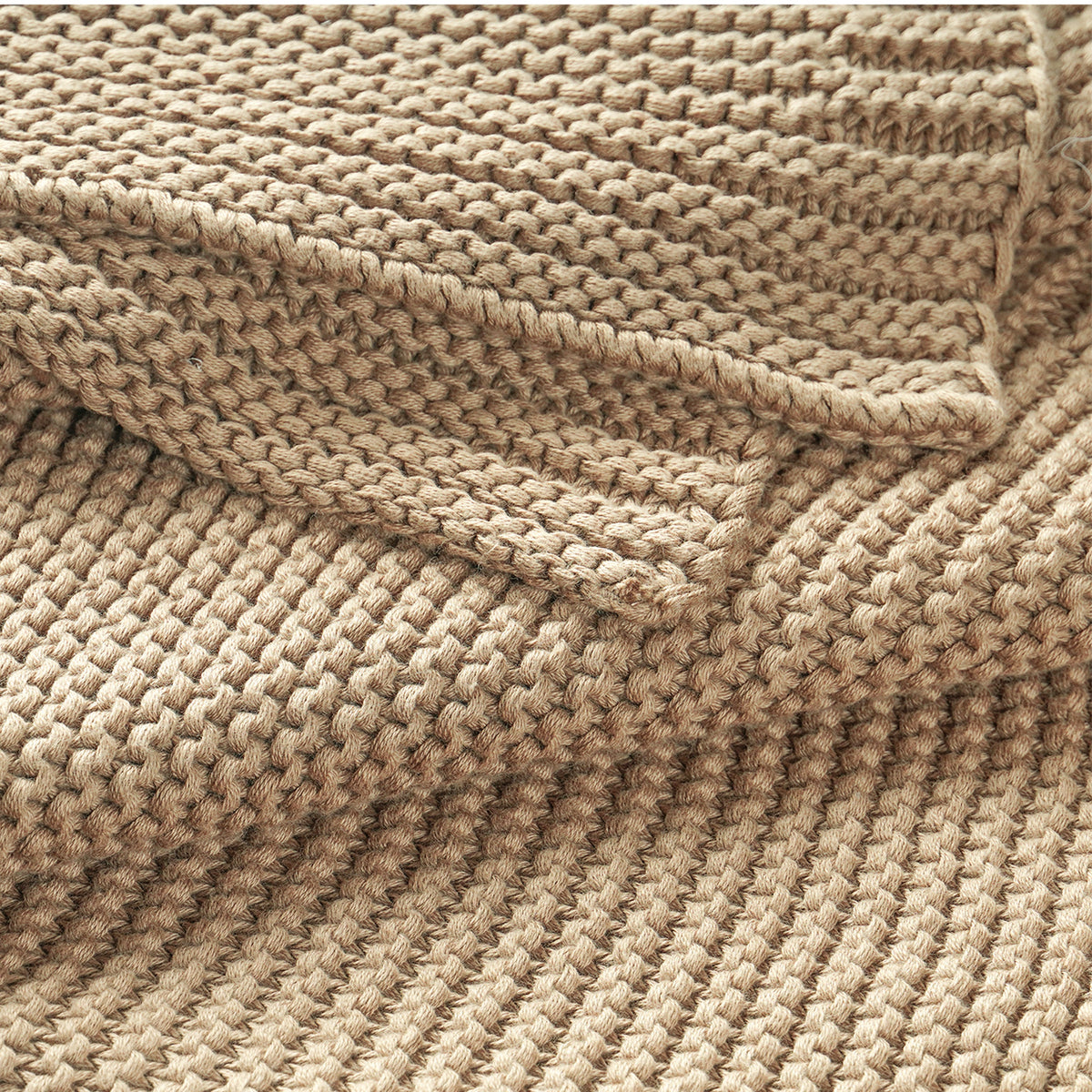 Sand Chunky Knit Throw Blanket