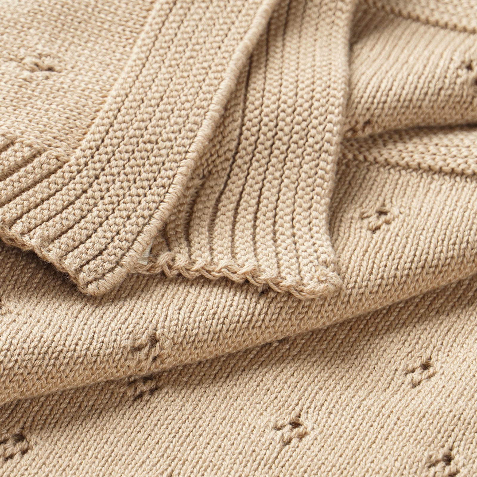 Sand Organic Cotton Pointelle Baby Blanket