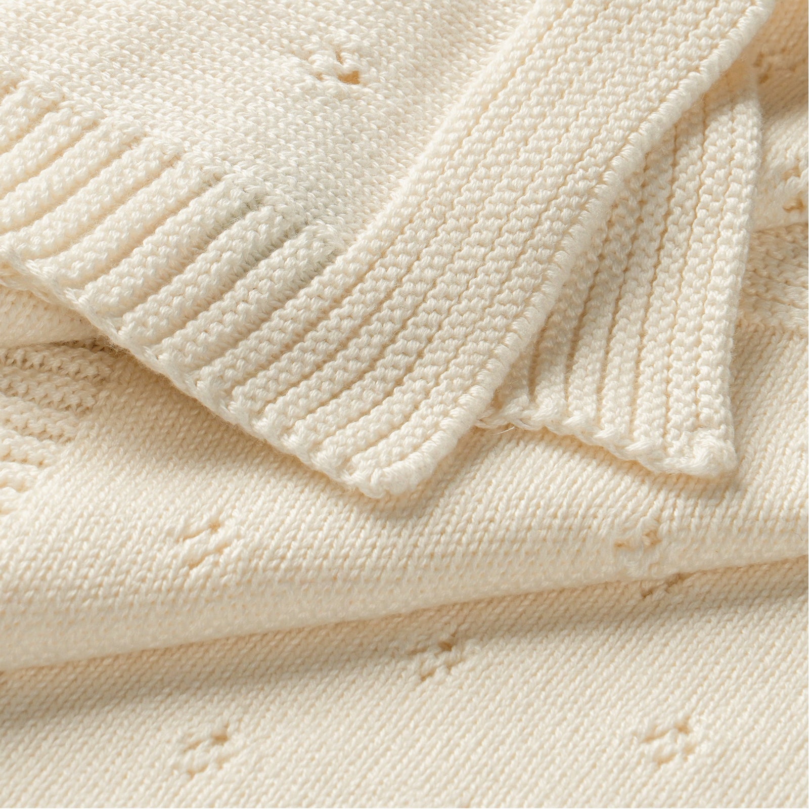 Vanilla Organic Cotton Pointelle Baby Blanket
