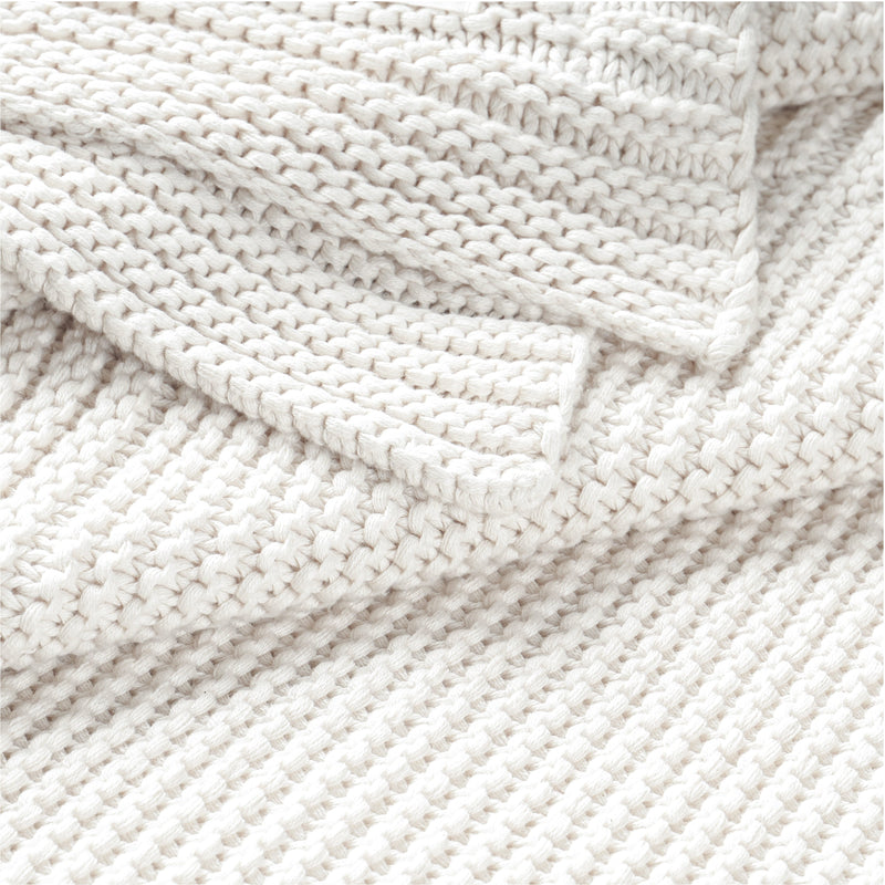 Ivory Chunky Knit Throw Blanket