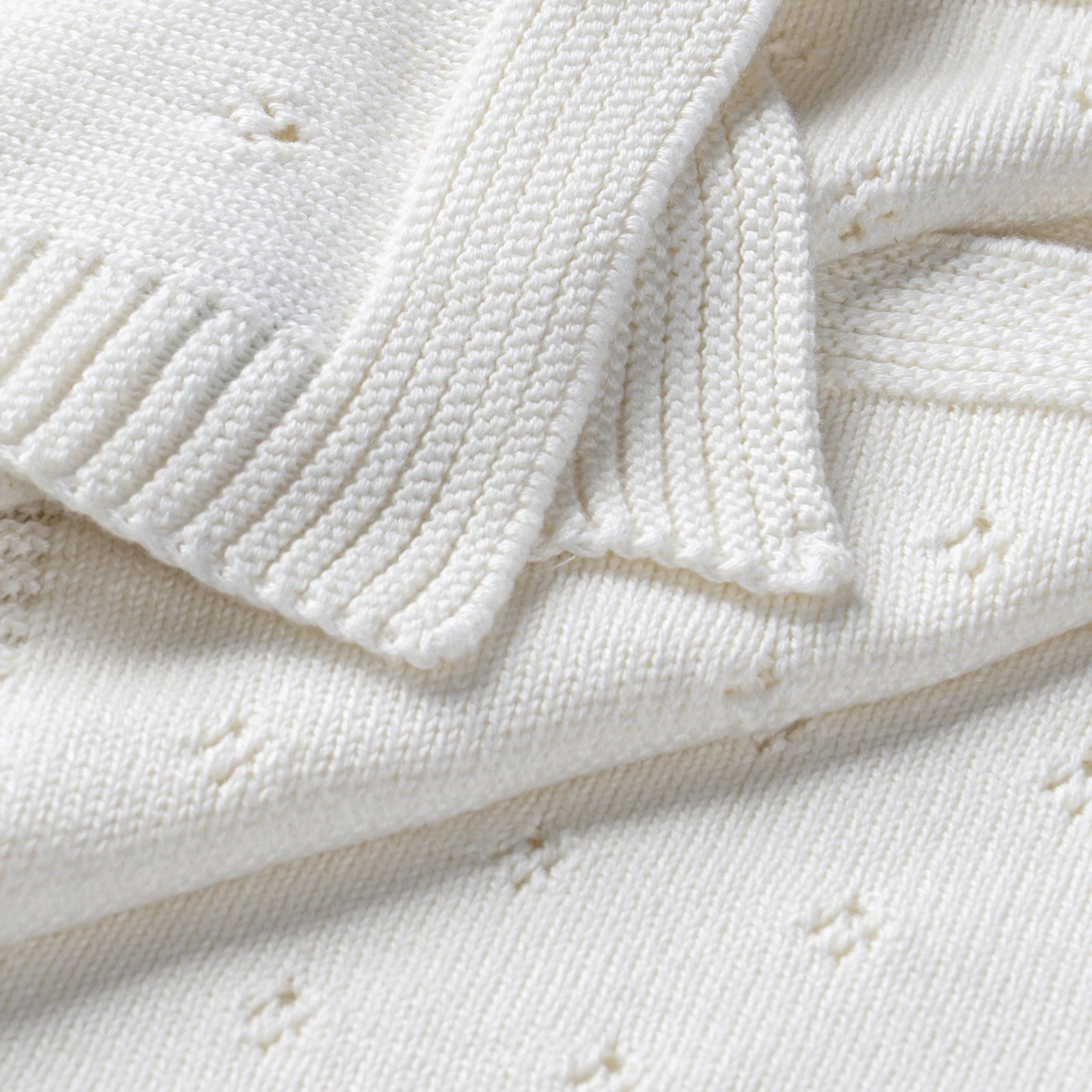 Ivory Organic Cotton Pointelle Baby Blanket