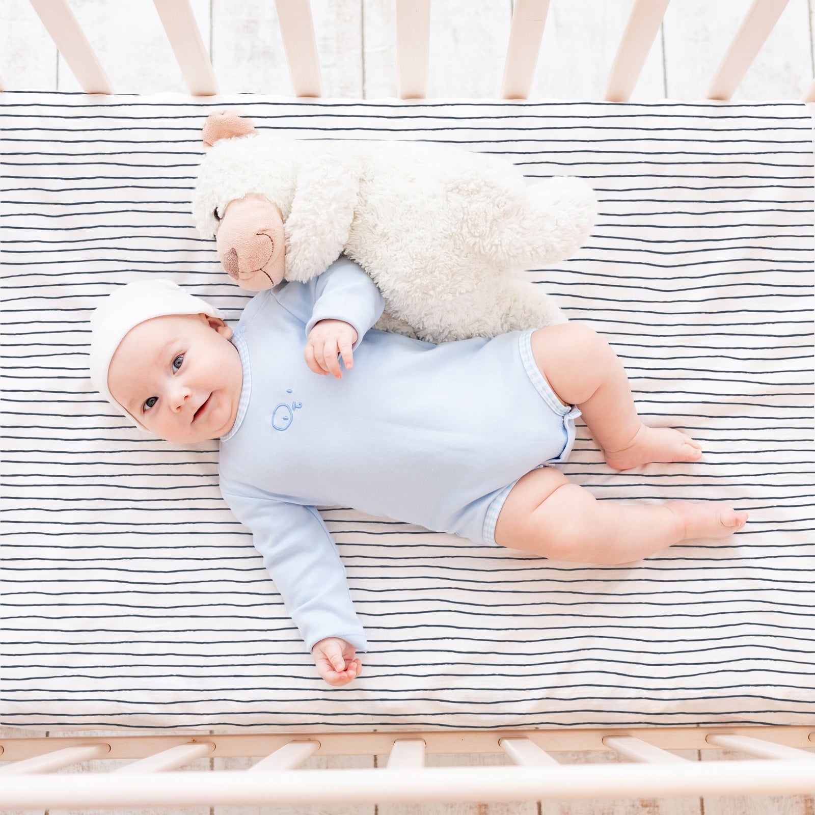 Cobi Blue Stripes Organic Crib Sheet