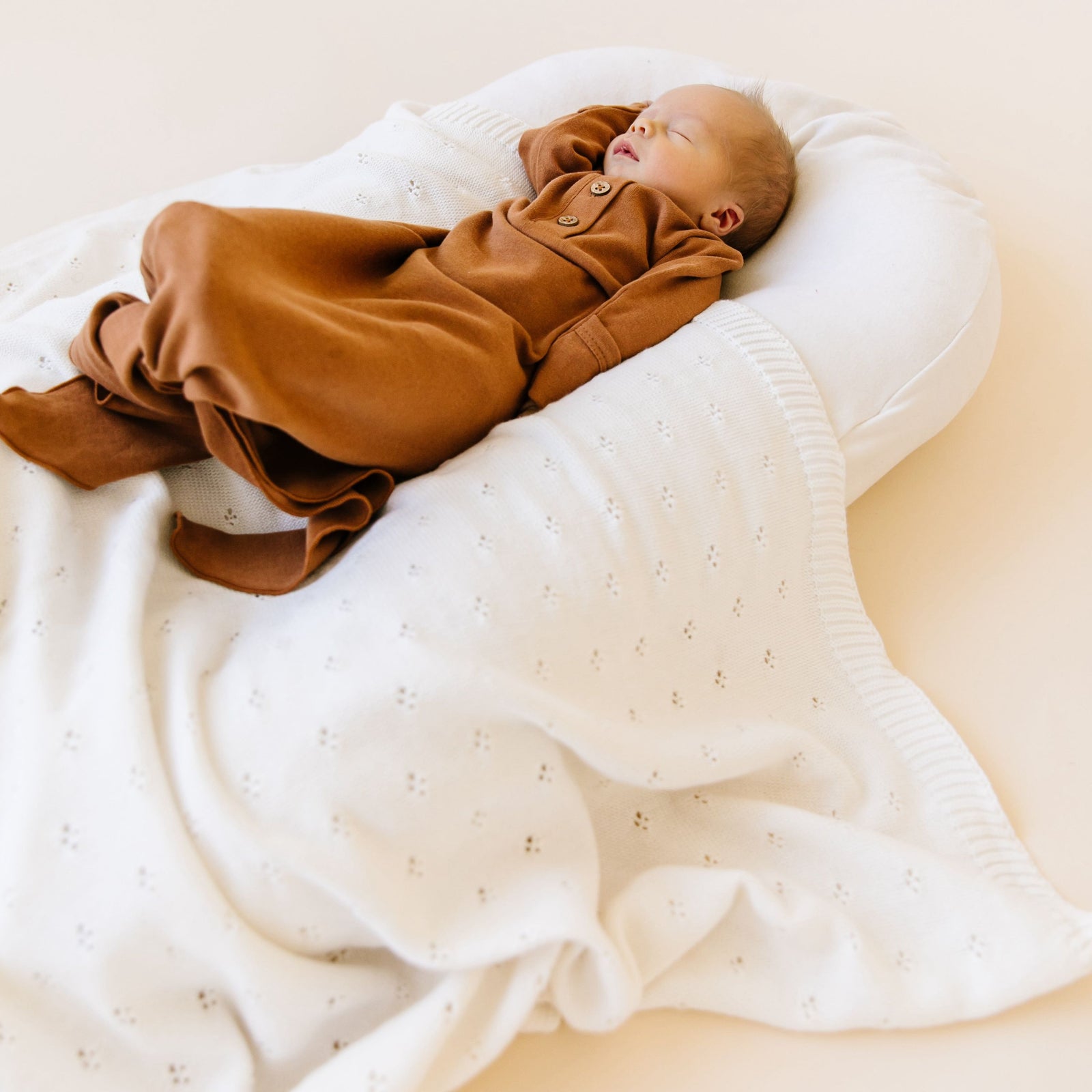 Ivory Organic Cotton Pointelle Baby Blanket