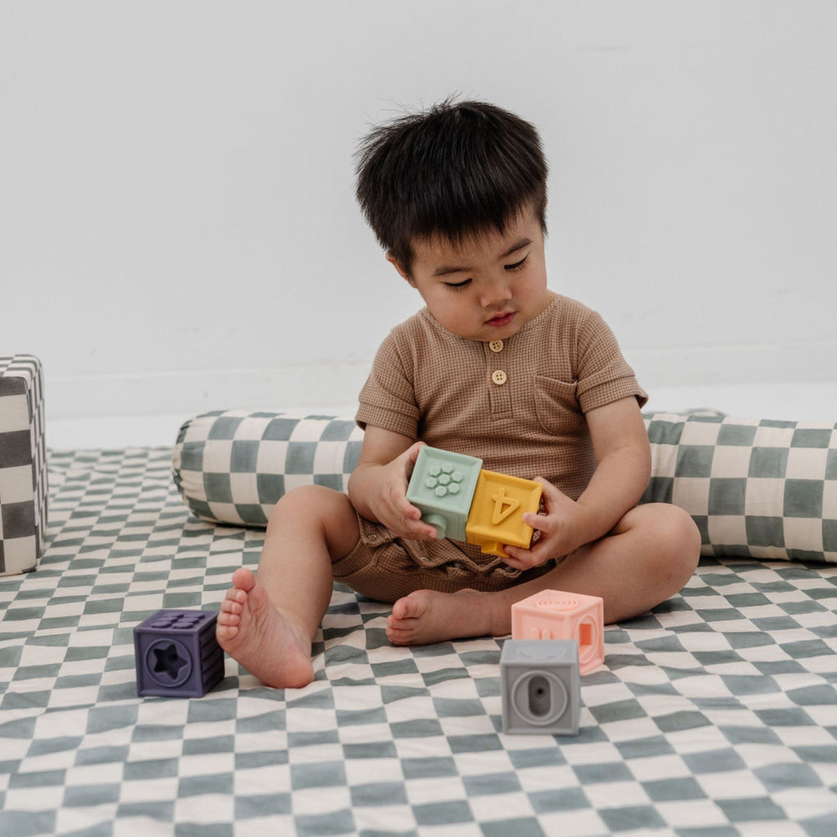 Toki Mats x Project Nursery Checker Support Pillow - Matcha
