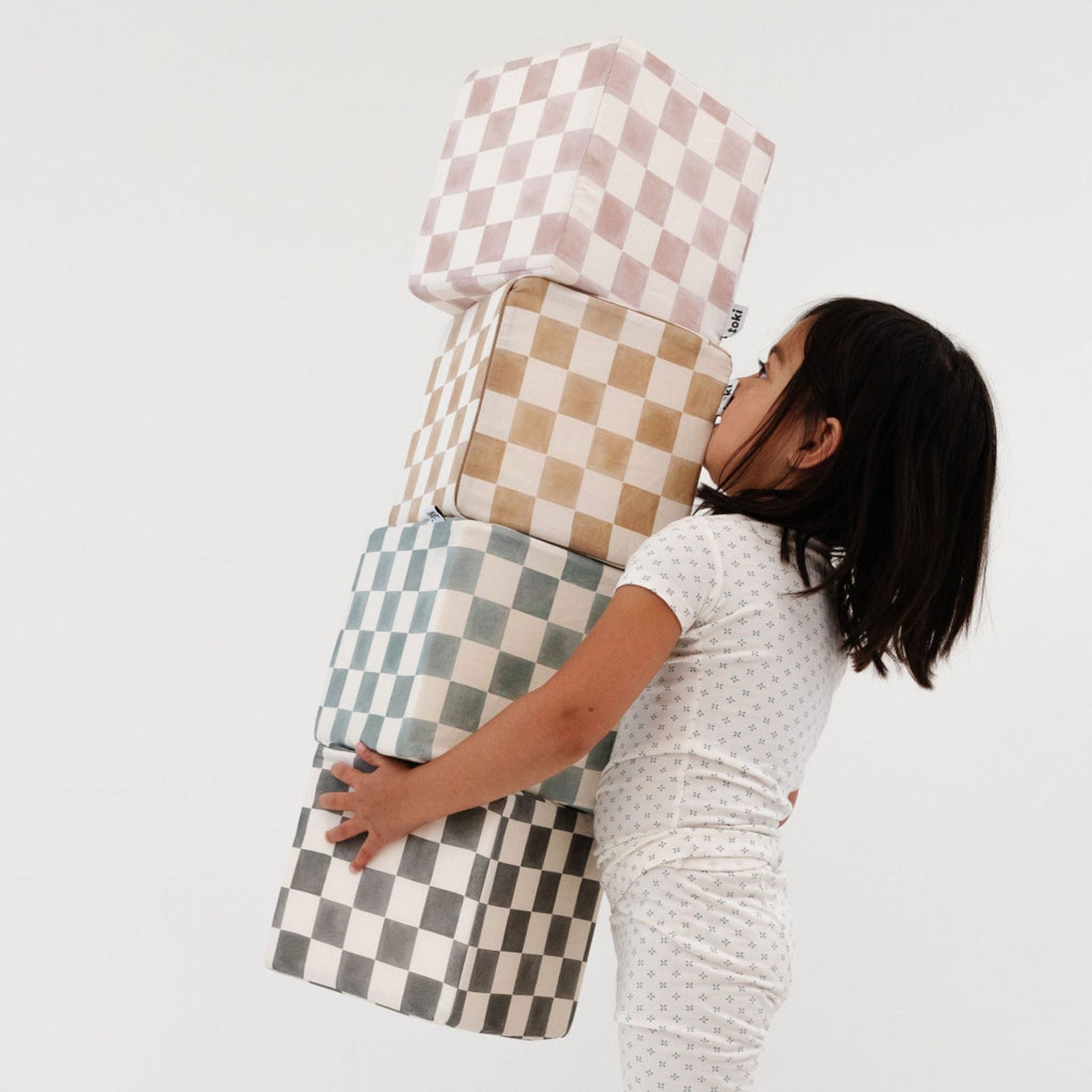 Toki Kids x Project Nursery Checker Play Cube - Toffee