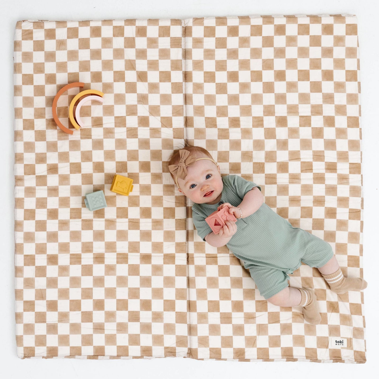 Toki Kids x Project Nursery Checker Padded Play Mat - Toffee