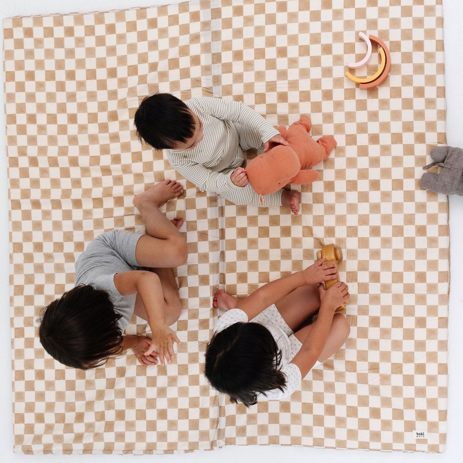 Toki Kids x Project Nursery Checker Padded Play Mat - Toffee
