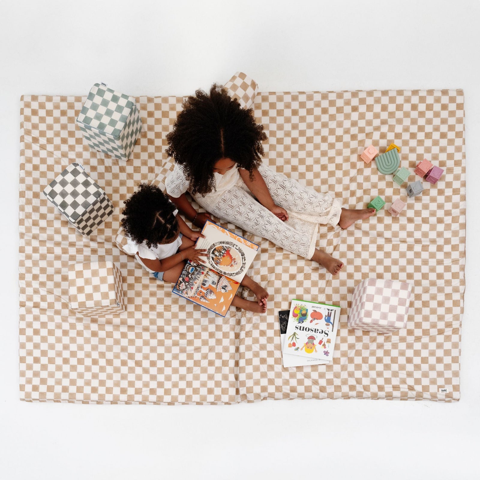 Toki Kids x Project Nursery Checker Padded Play Mat - Toffee
