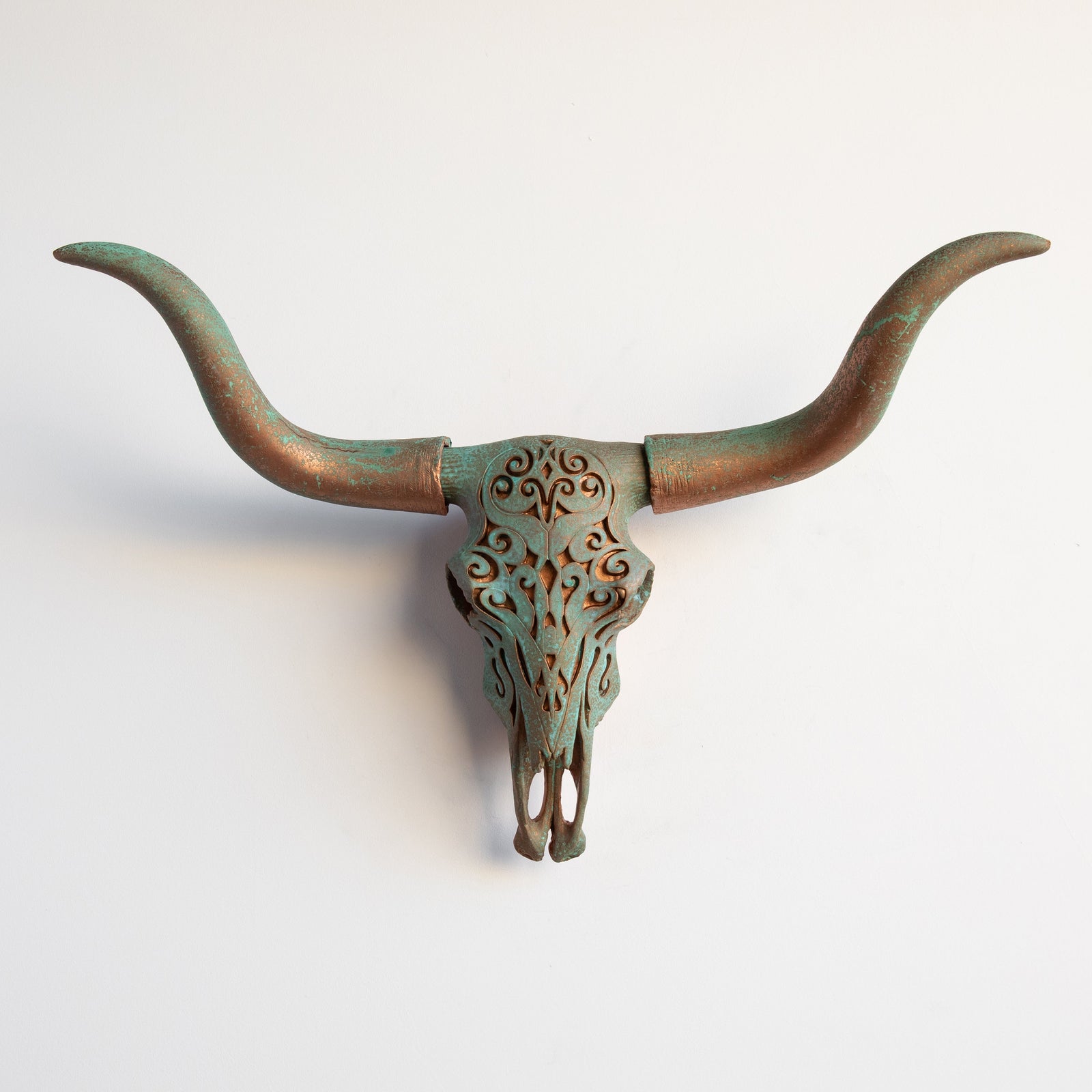 Faux Carved Texas Longhorn Skull