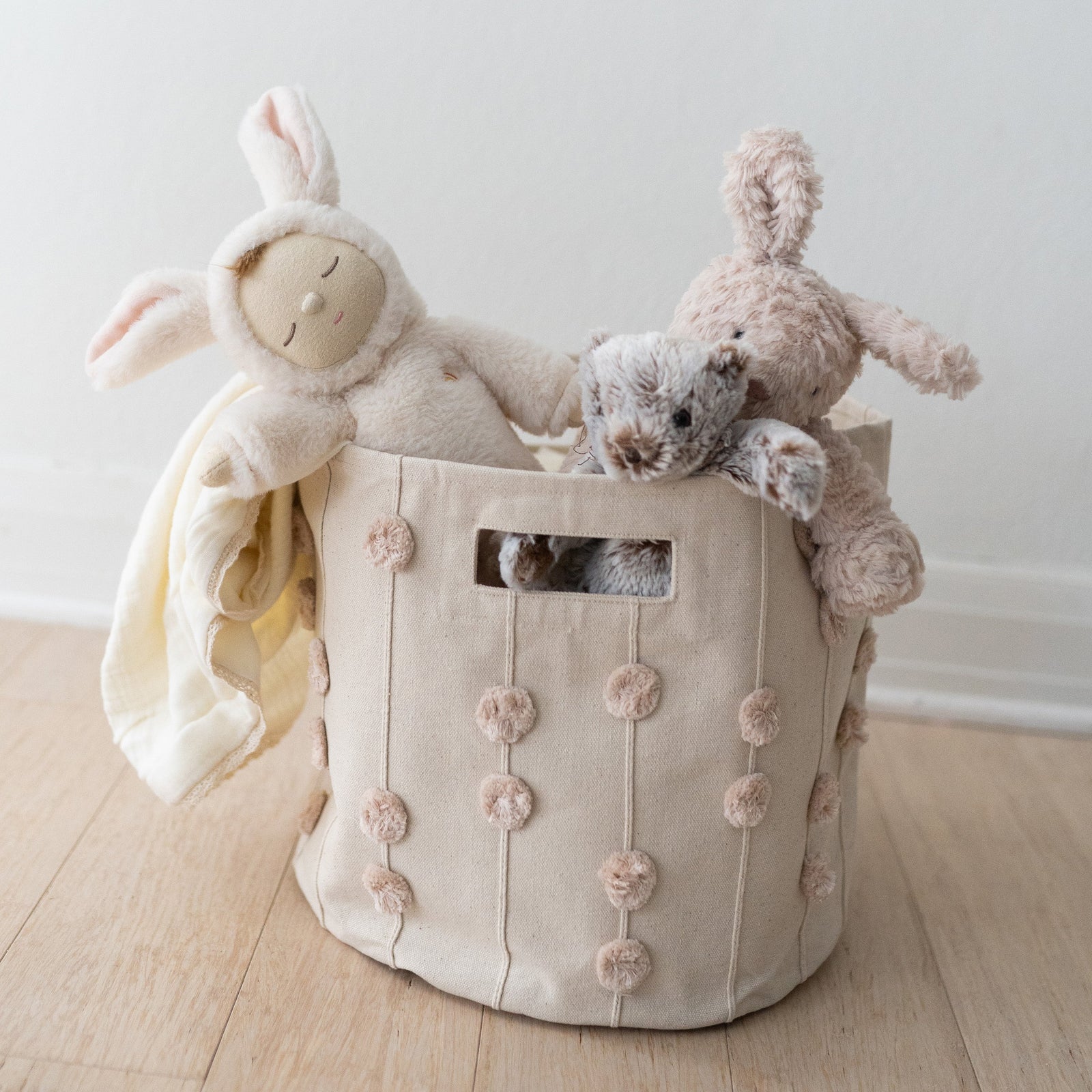 Pompom Storage Basket - Blush Oat