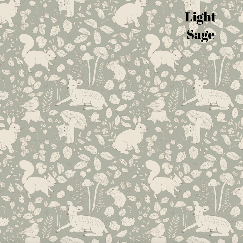 Light Sage Woodland Animal Wallpaper 