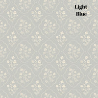 Light Blue Floral and Lattice Patterned Wallpaper