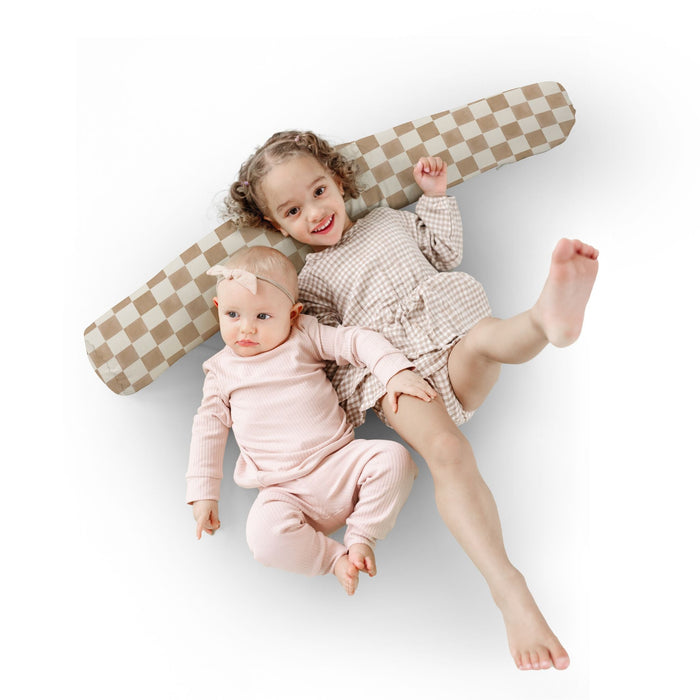 Toki Mats x Project Nursery Checker Support Pillow - Toffee