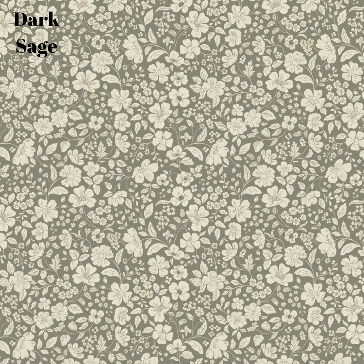 Dark Sage Floral Wallpaper