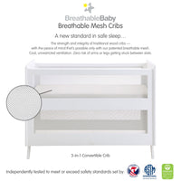 Breathable™ Mesh 3-in-1 Convertible Crib - White