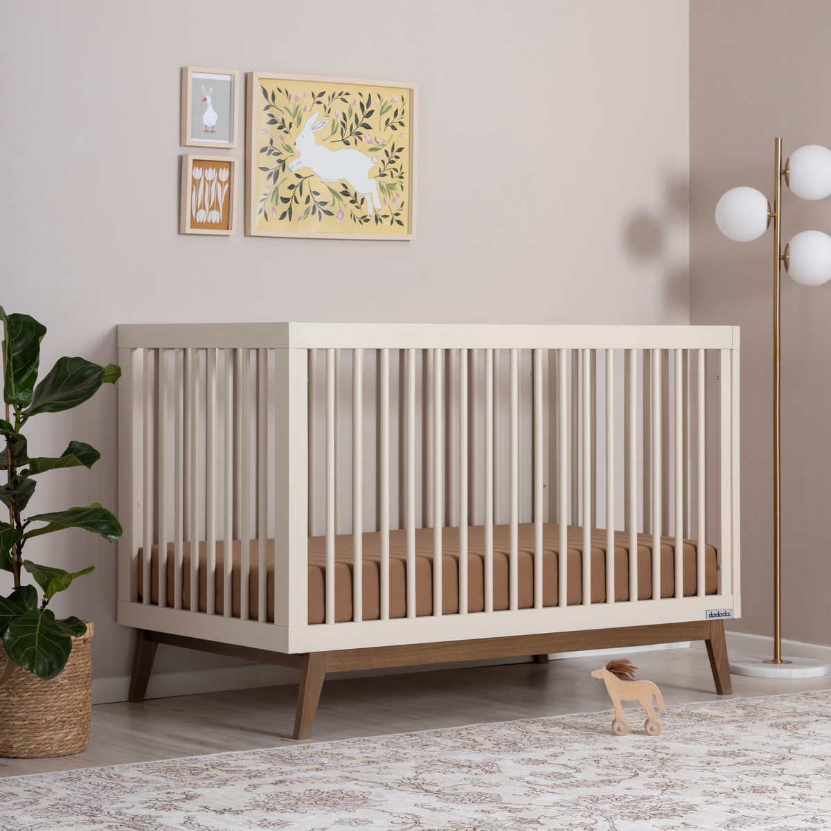 Soho Convertible Crib Two Toned in Almond and Walnut