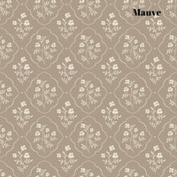 Mauve Floral and Lattice Patterned Wallpaper