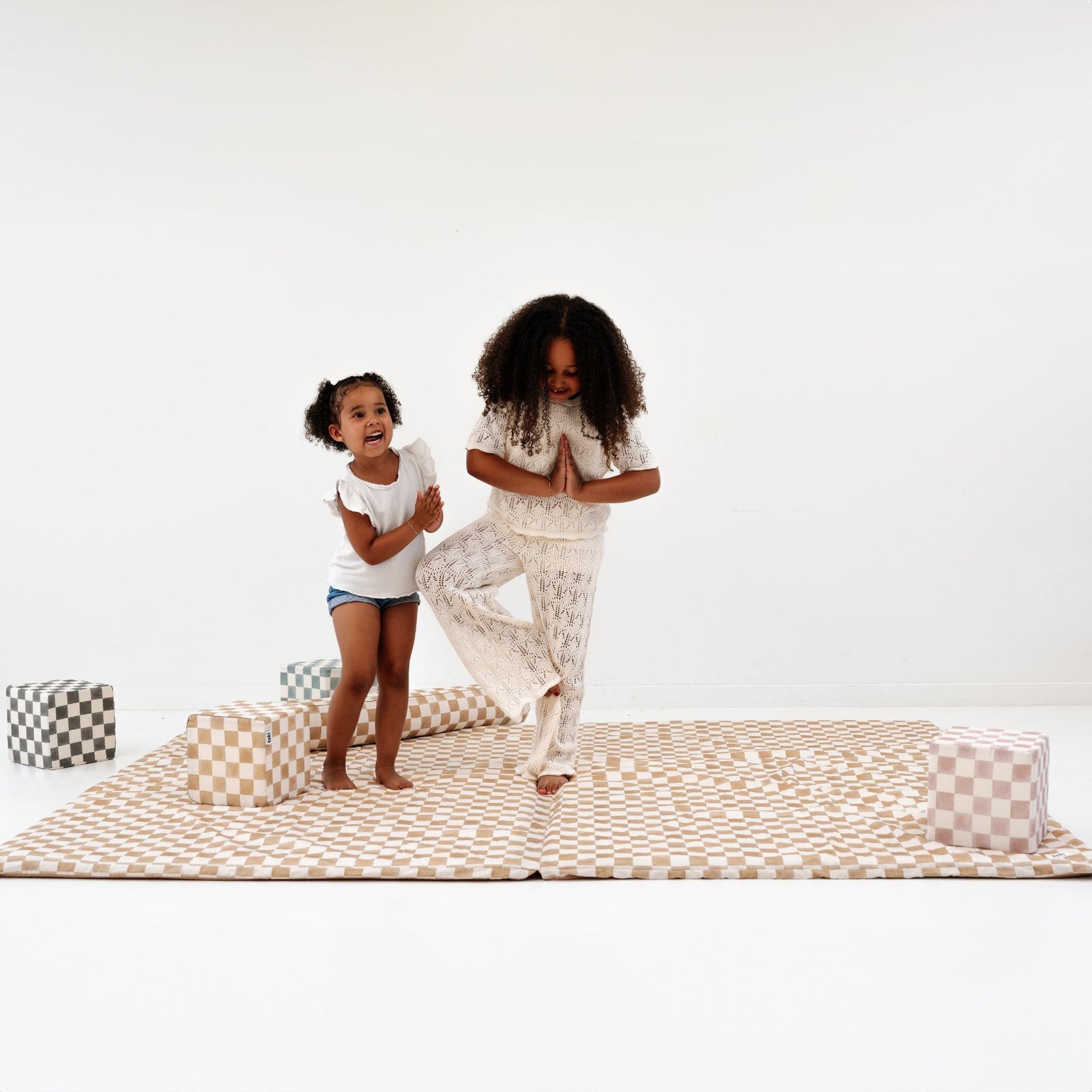 Toki Kids x Project Nursery Checker Padded Play Mat - Toffee