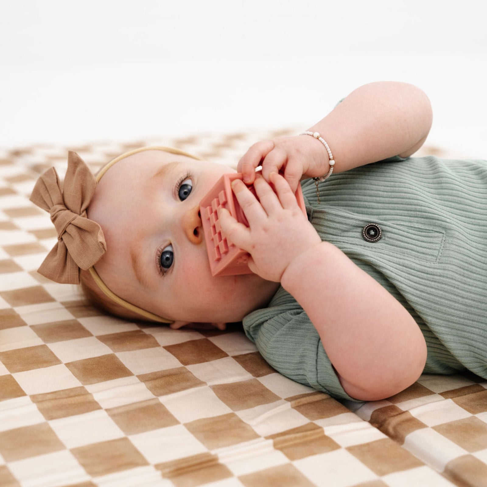 Toki Kids x Project Nursery Checker Padded Play Mat - Toffee