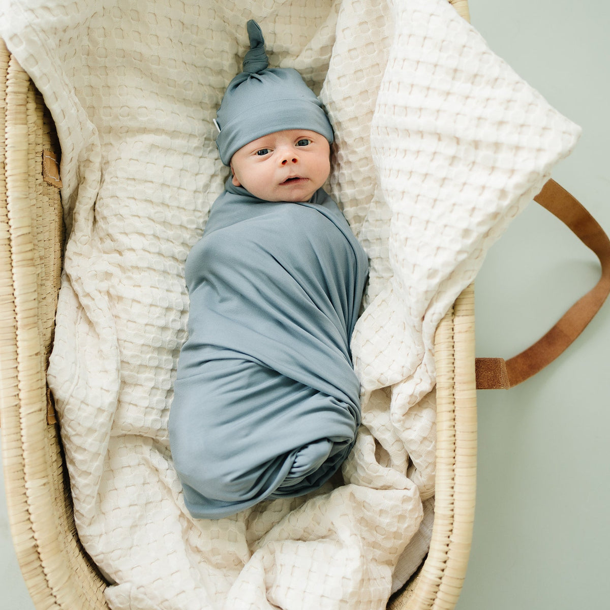 Dusty Blue Bamboo Stretch Swaddle Blanket