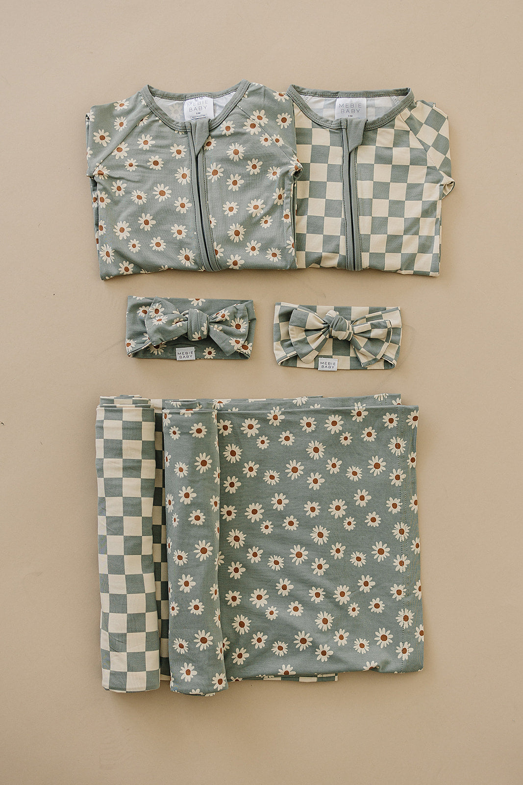 Light Green Checkered Bamboo Stretch Swaddle Blanket