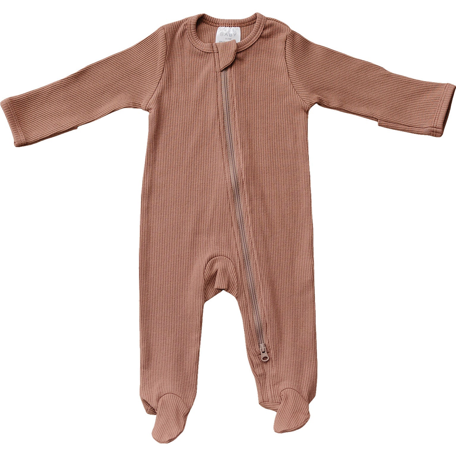 Dusty Rose Organic Cotton Ribbed Zipper Pajamas
