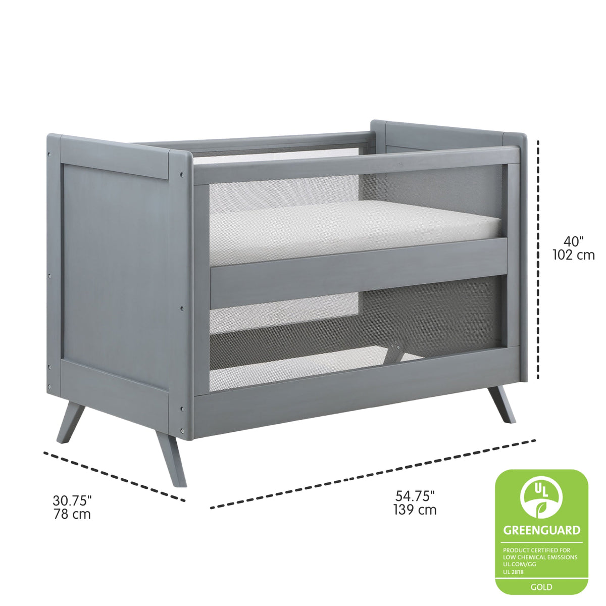 Breathable™ Mesh 3-in-1 Convertible Crib - Gray