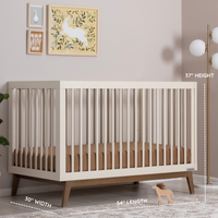 Soho Convertible Crib Two Toned in Almond and Walnut Dimensions