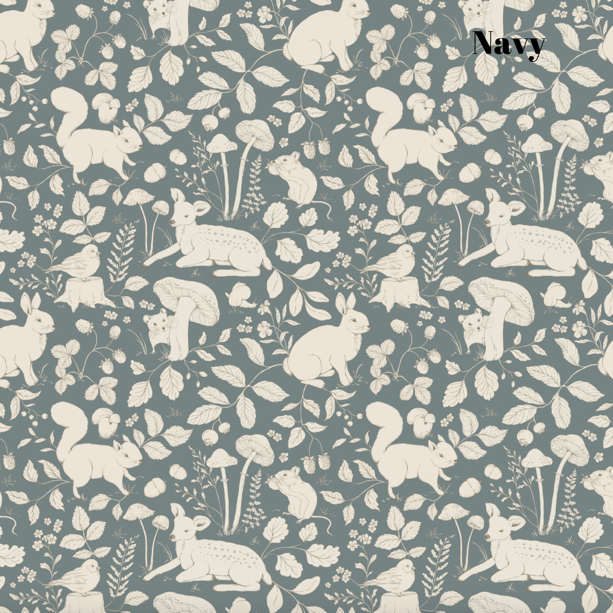 Navy Woodland Animal Wallpaper 