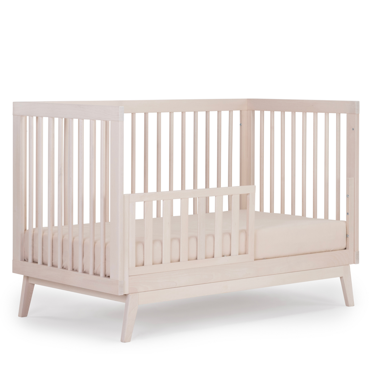 Soho Convertible Crib in Wash with toddler rail