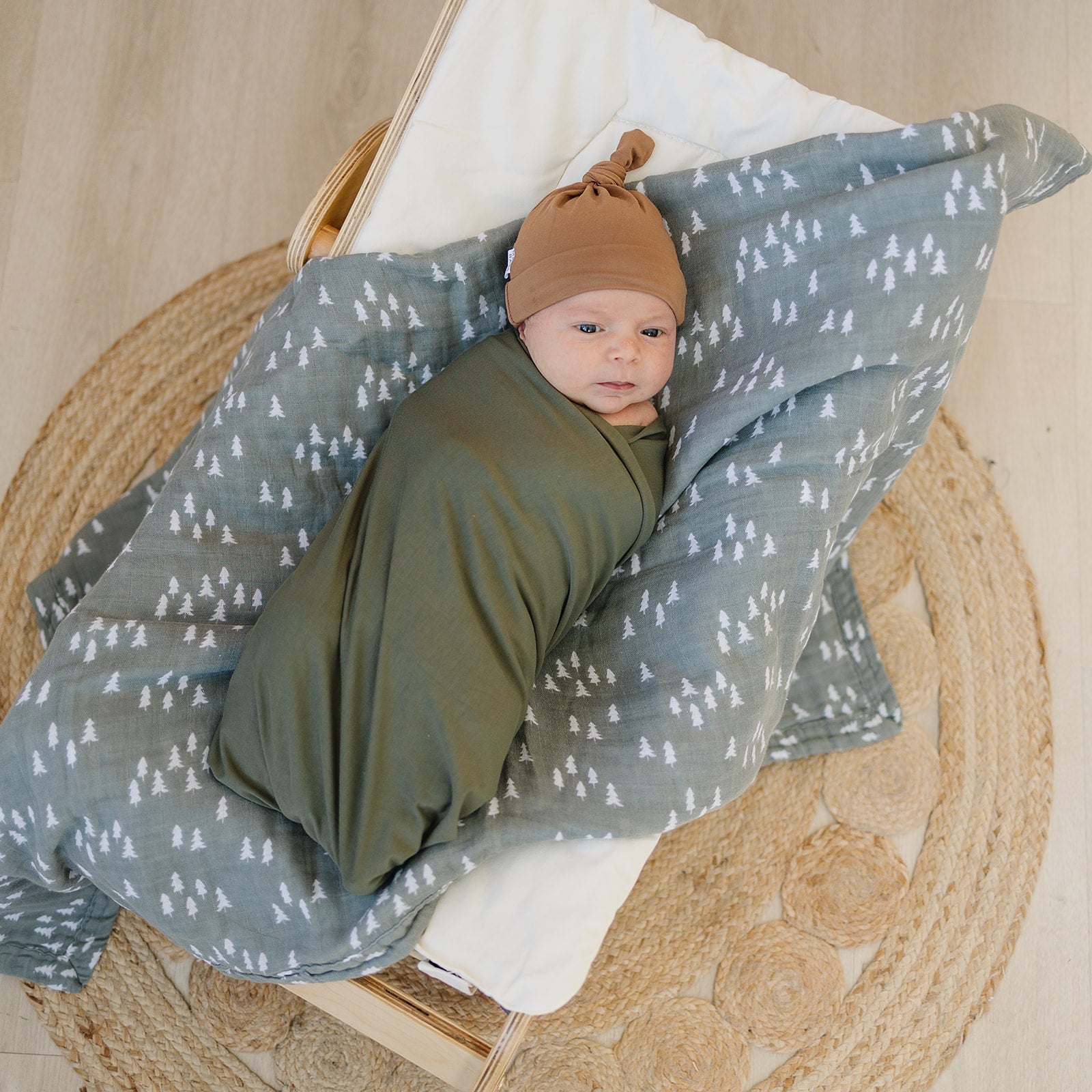 Olive Bamboo Stretch Swaddle Blanket