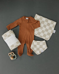 Taupe Checkered Bib