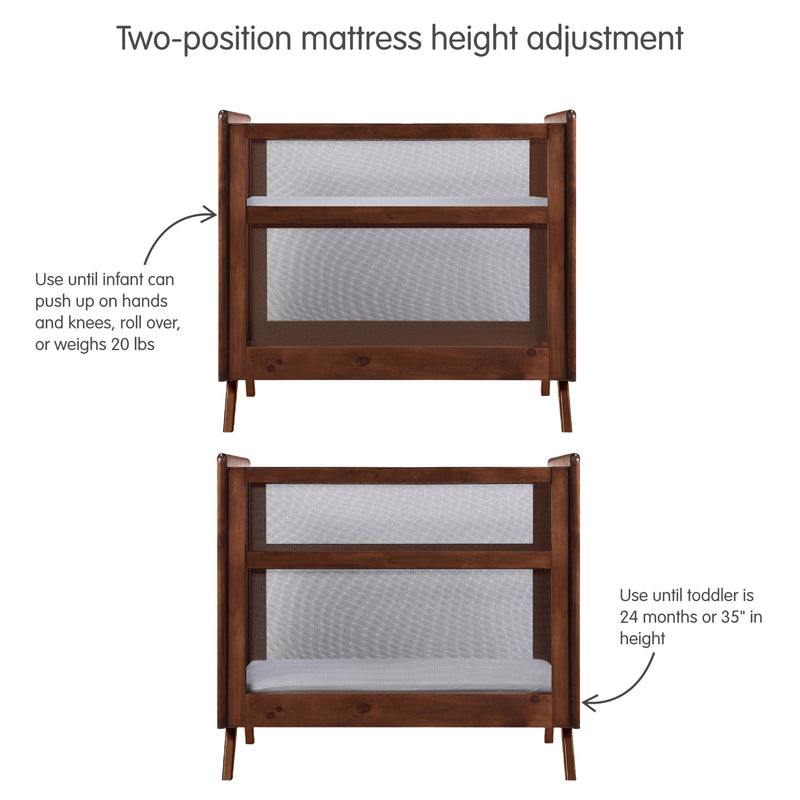 BreathableBaby Mesh 2-in-1 Mini Crib - Walnut