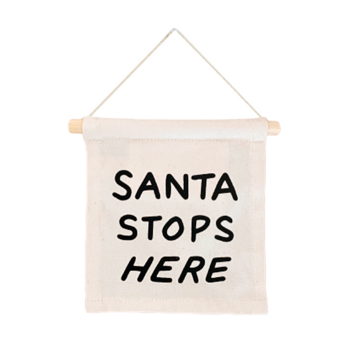 Santa Stops Here Hang Sign