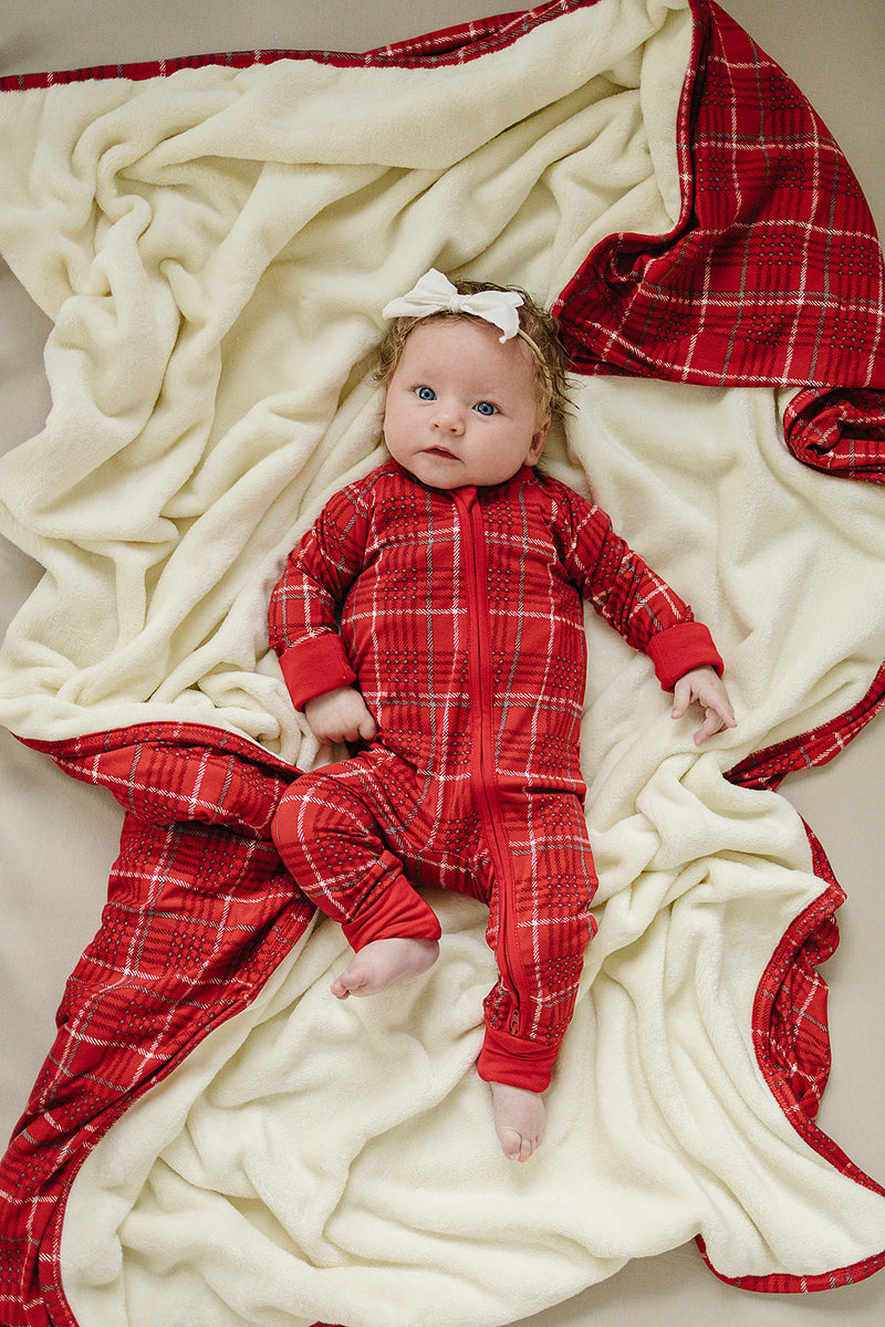 Red Plaid Bamboo Zipper Sleeper