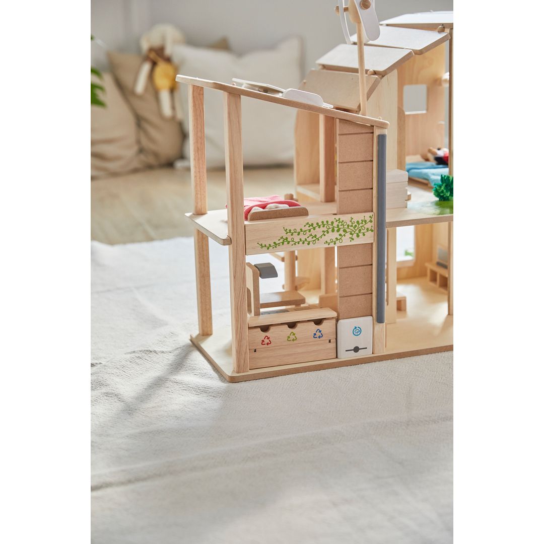 Plan toys green dollhouse with clearance furniture