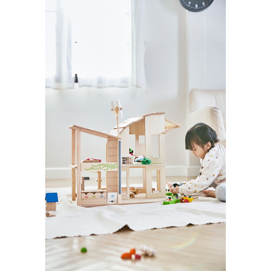 Sustainable Green Dollhouse with Furniture
