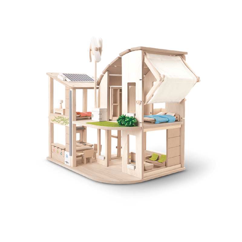 Green Dollhouse With Furniture
